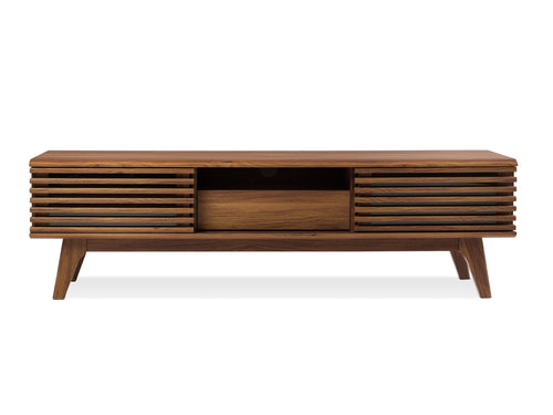 Walnut Slatted Console - The Everset